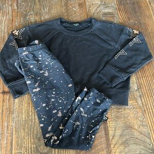 Terez Girls Bronze Metallic Stars/ Bronze Foil Distressed Design Leggings